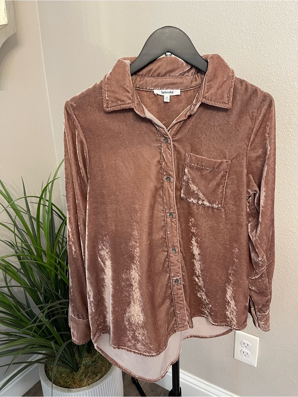Splendid Velvet Button-Down Shirt